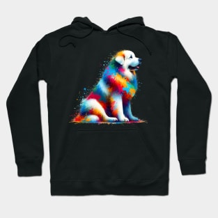 Colorful Abstract Great Pyrenees in Splash Paint Style Hoodie